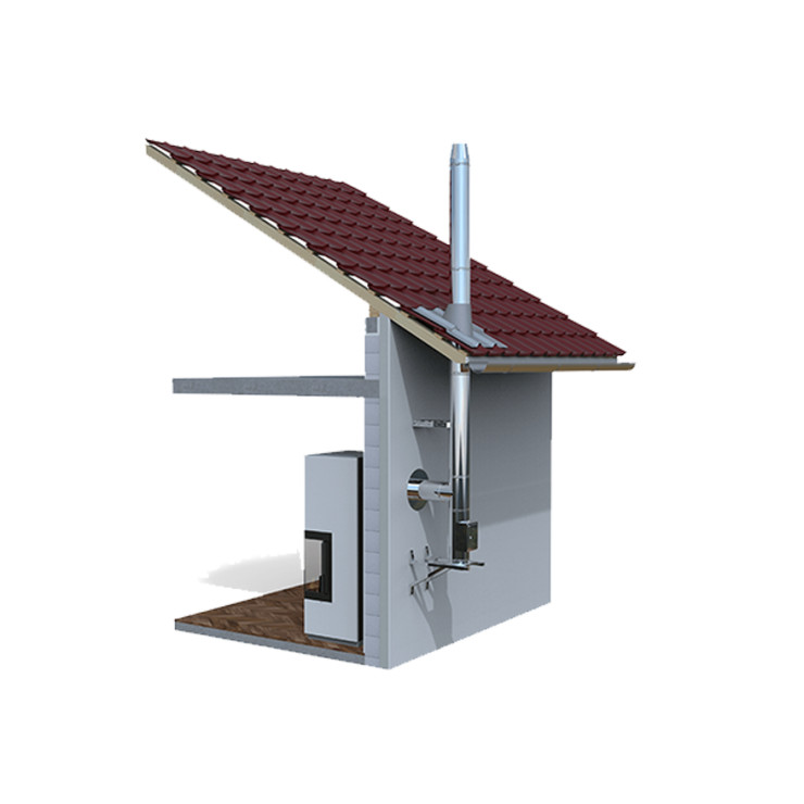 ø130mm doppelwandiger Edelstahlschornstein Bausatz mit SAS-Tec Verbindungstechnik für Dachdurchführung