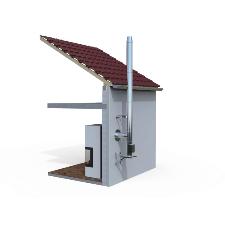 ø150mm doppelwandiger Edelstahlschornstein Bausatz mit SAS-Tec Verbindungstechnik